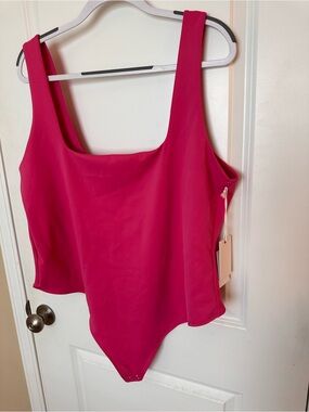 Good American Hot Pink Square-Neck Bodysuit